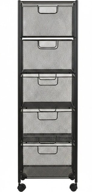 Relaxdays Rollwagen aus Stahl in Schwarz mit 5 Fächern und Rollen, H x B x T: 98 x 20 x 28 cm - Bild 1