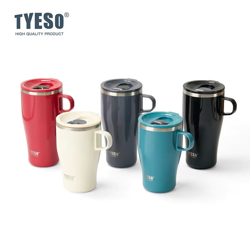 TYESO Thermo-Reisebecher aus Edelstahl mit Griff und Slide-Verschluss, Schwarz, 400 ml/500 ml - Bild 3