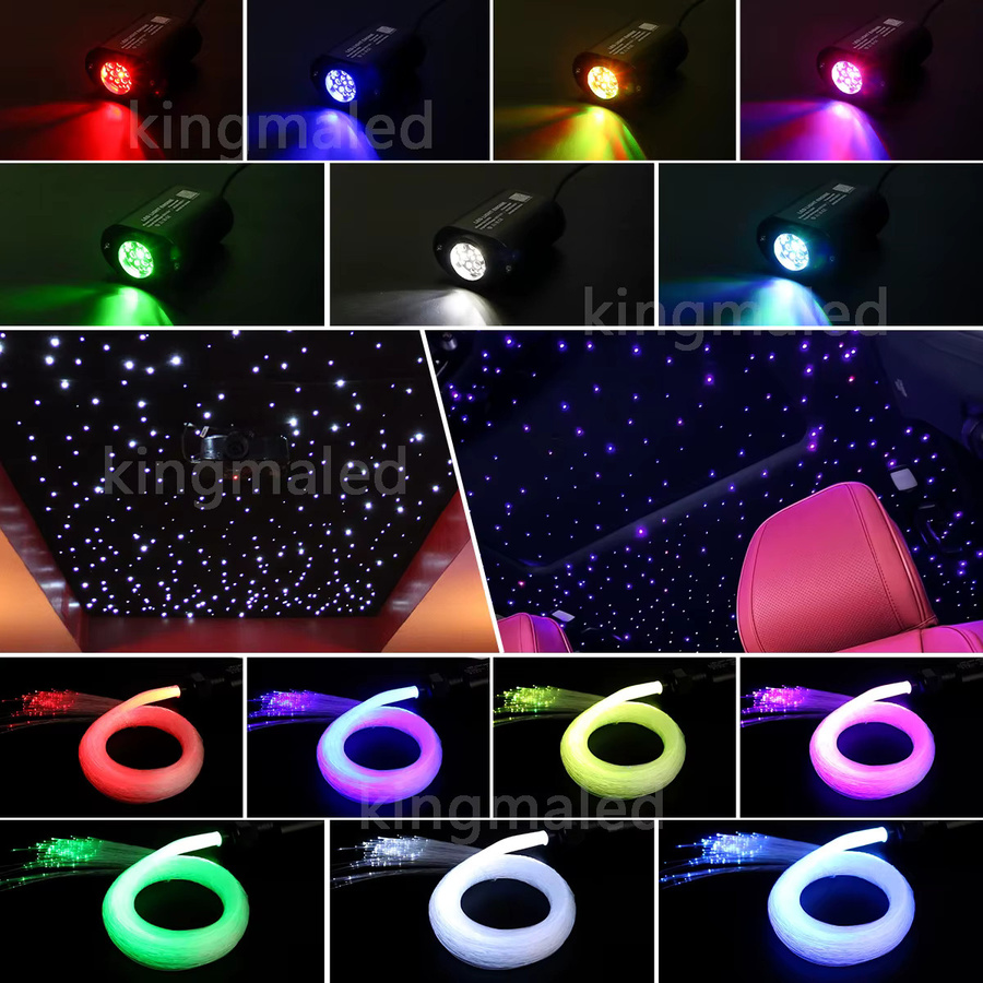 Kingmaled RGBW Glasfaser-Sternenhimmel-Lichtset mit 6W LED, App- und Fernbedienung-Steuerung, Multicolour Deckenbeleuchtung für Auto und Dach, Schwarz - Bild 3