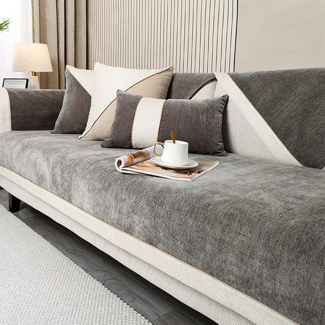 Rutschfester Chenille Sofabezug in Grau, universelle Sofamatte für das Wohnzimmer, B/T: 70 x 70 cm - Bild 1