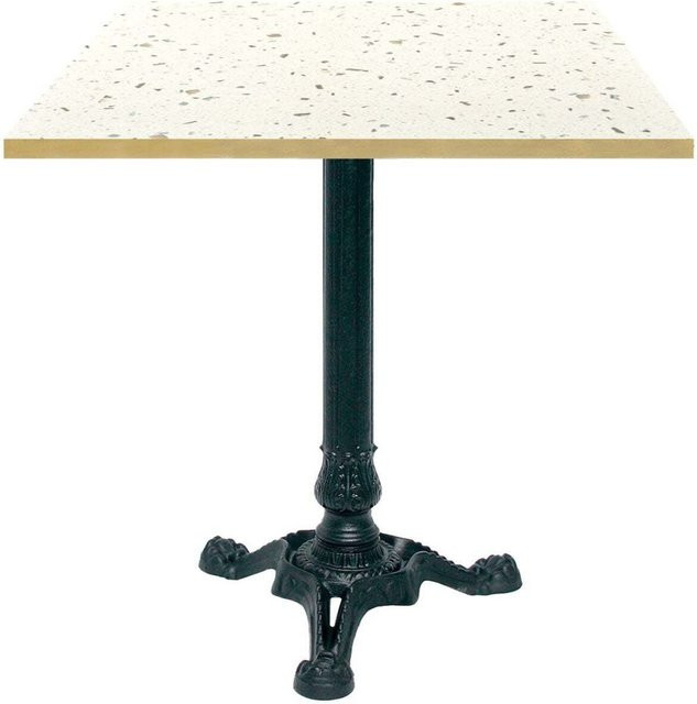 RestooTab Bistrotisch quadratisch in Weiß Terrazzo mit Messingkanten und schwarzem Gestell, B/T/H: 70 x 70 x 75 cm - Bild 1