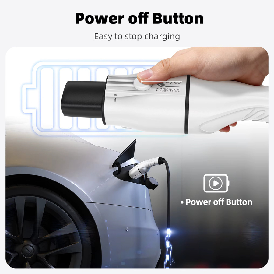 Feyree Typ 2 zu NACS EV-Ladeadapter 32A 7kW 1-Phasen-AC-Ladekabel-Stecker für Tesla Elektroautos in Weiß - Bild 6