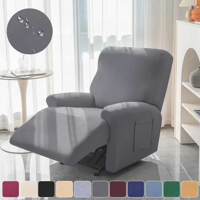 WANERQU Stretch-Bezug für 1-Sitzer Split-Relaxsessel, elastischer Sofabezug als Möbelschutz, Einfarbig in Schwarz oder Grau - Bild 1