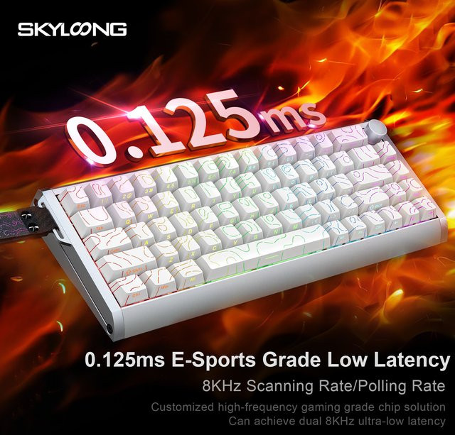 SKYLOONG GK68 Mix TMR Kabellose Mechanische Gamer-Tastatur mit Aluminiumgehäuse, PBT-Tastenkappen, RGB-Hintergrundbeleuchtung und Drehregler in Schwarz oder Weiß - Bild 1