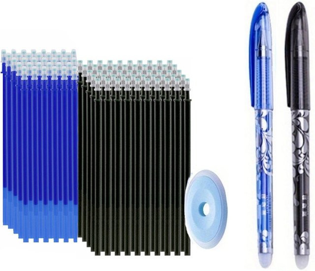 MROOFUL Set mit 103 Teilen löschbare Gel-Stifte und Minen in Schwarz und Blau, 0,5 mm Stiftminen zum Nachfüllen - Bild 1
