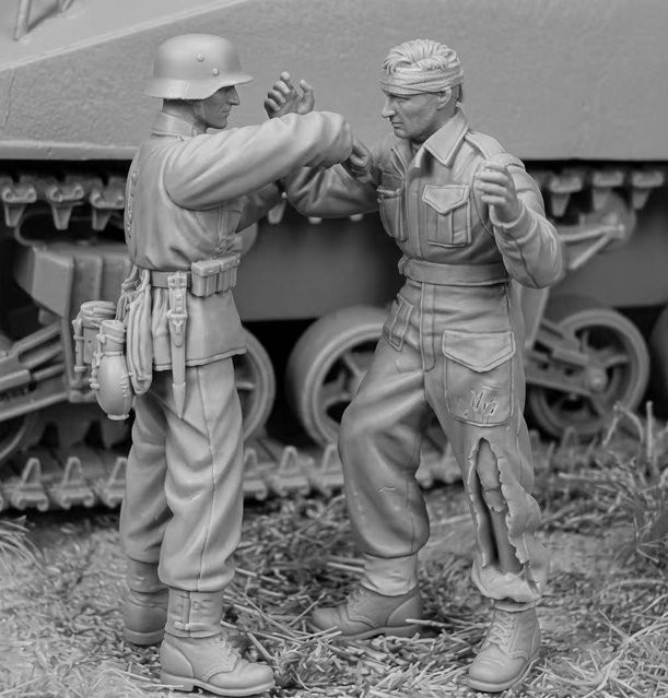 BAANFU Harzfigur Soldat und Gefangener, Modellbausatz, Maßstab 1:35, Geschichte - Bild 1