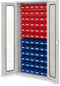Kappes Schlitzplattenschrank RasterPlan Mod. 54 mit Sichtfenstertüren in Grau RAL 7035, B: 100,0 cm, H: 195,0 cm, T: 41,0 cm - Bild 1
