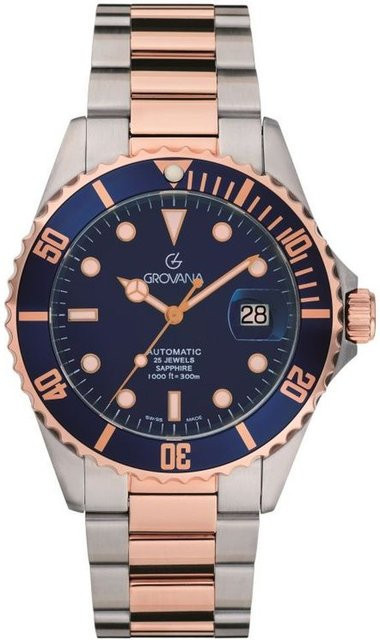 Grovana Key West Taucheruhr, Automatik, Edelstahl, Bicolor, Blau, Herren - Bild 1