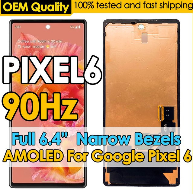 BINYEAE AMOLED Display Ersatz für Google Pixel 6 mit 90Hz Touch Digitizer Montage Reparatur Kit in Schwarz - Bild 1