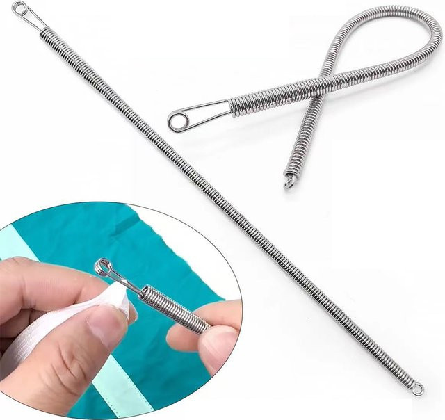 Metallseil-Einfädler in Silber, 23,5 cm Nadelstab als Kordelzug-Ersatz für Bastelarbeiten - Bild 1
