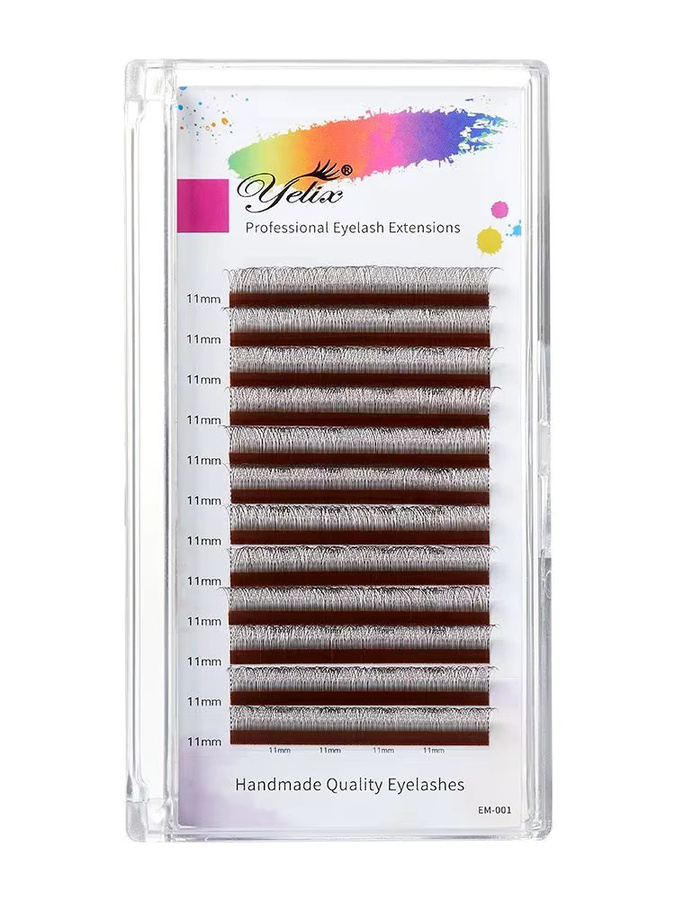 Yelix Y-Wimpernverlängerungen 2D, Brown, 12 Reihen - Bild 4