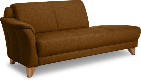 Recamiere Mondo Quadra modern in Braun mit linkem Sitzteil und Eichenholz-Gestüt, B/T/H: 205 x 86 x 56 cm