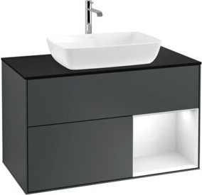 V&B Waschtischunterschrank Finion 100 mit Wandbeleuchtung, Weiß lackiert, B/T/H: 100 x 50,1 x 50,1 cm - Bild 1