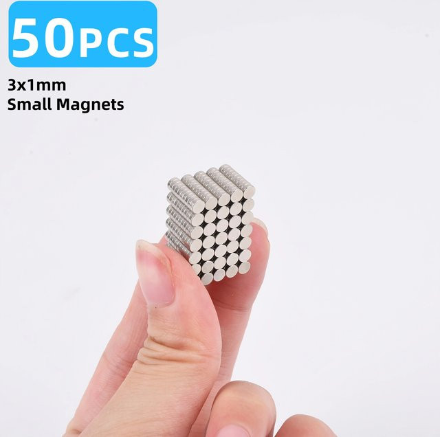 Runder Mini Magnet in Silber für Aufkleber-Befestigungen, Büro und Kühlschrank, Durchmesser: 3 mm, Tiefe: 1 mm - Bild 1