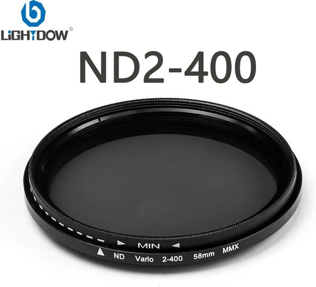 Lightdow ND2-400 Fader ND-Filter variabel einstellbar in Schwarz für Canon Nikon Sony SLR-Kameraobjektive - Bild 1