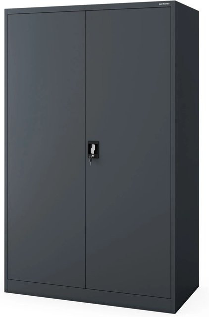JAN NOWAK Metall-Büroschrank JAN II D600 in Anthrazit mit verstellbaren Regalböden und Schloss, H x B x T: 185 x 115 x 60 cm - Bild 1