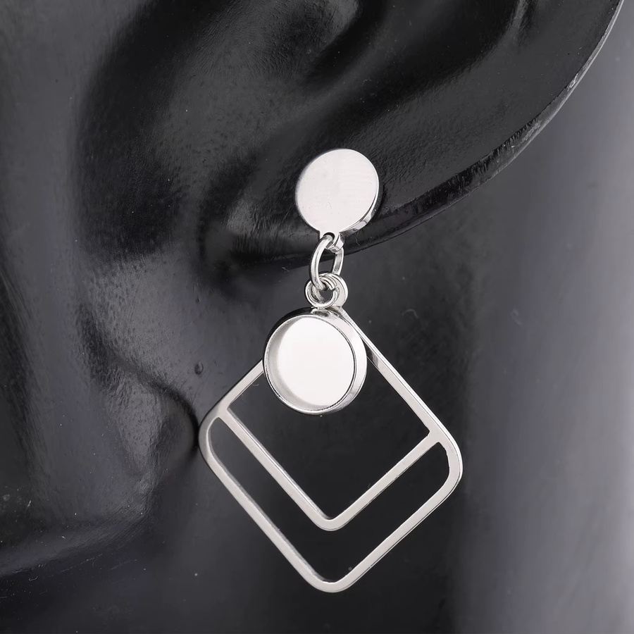 onwear Creolen-Basen Edelstahl, Doppel-Quadrat, 8mm, Schmuckzubehör - Bild 2