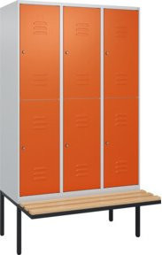 C+P Doppelstock-Spind Classic PLUS Sitzbank mit 3 Abteilen und Buche-Hartholz Sitzfläche, B/T/H: 212 x 120 x 81,5 cm - Bild 1