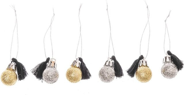 Rico Design Mini-Kugel-Anhänger für Weihnachten in Gold und Silber, 6 Stück - Bild 1