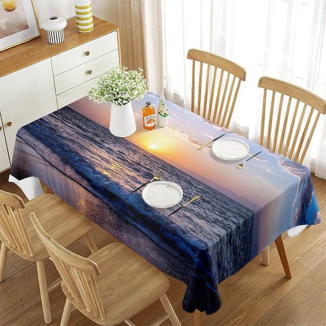 JMG Household Supplies Tischdecke aus Polyester mit Meeresmotiv Muscheln und Seesternen, Rechteckig, Blau, B/T: 160 x 260 cm - Bild 1