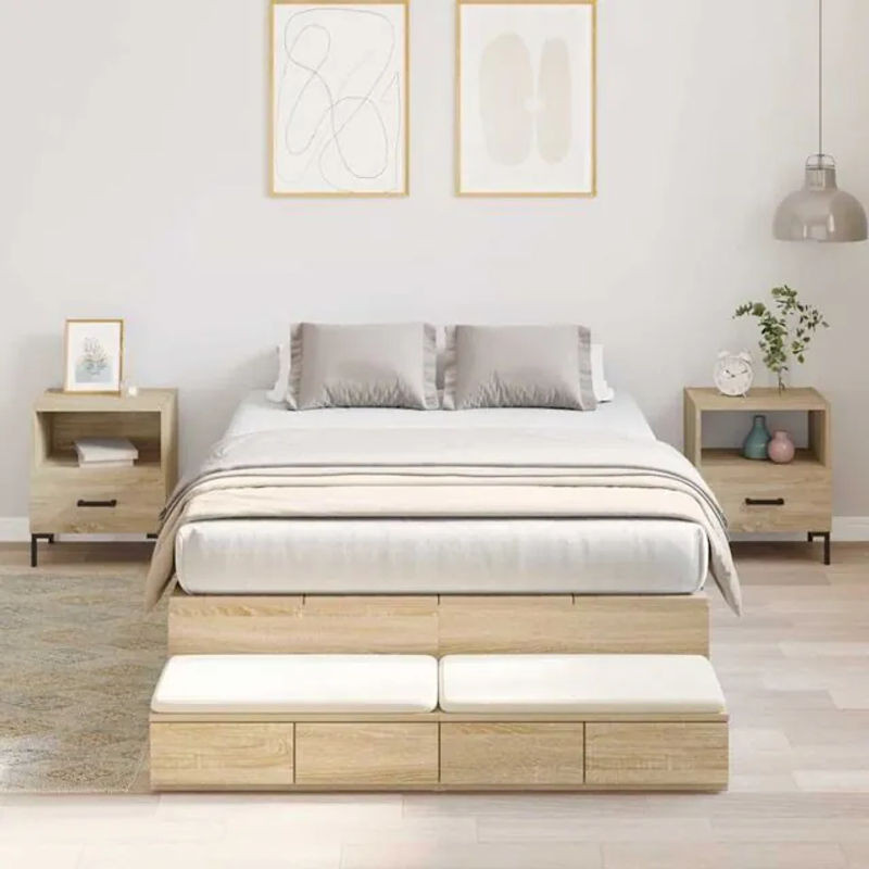 Vidaxl Funktionsbett mit Stauraum und Tür in Sonoma Eiche Natur, B/T/H: 236,5 x 120 x 31,5 cm - Bild 1