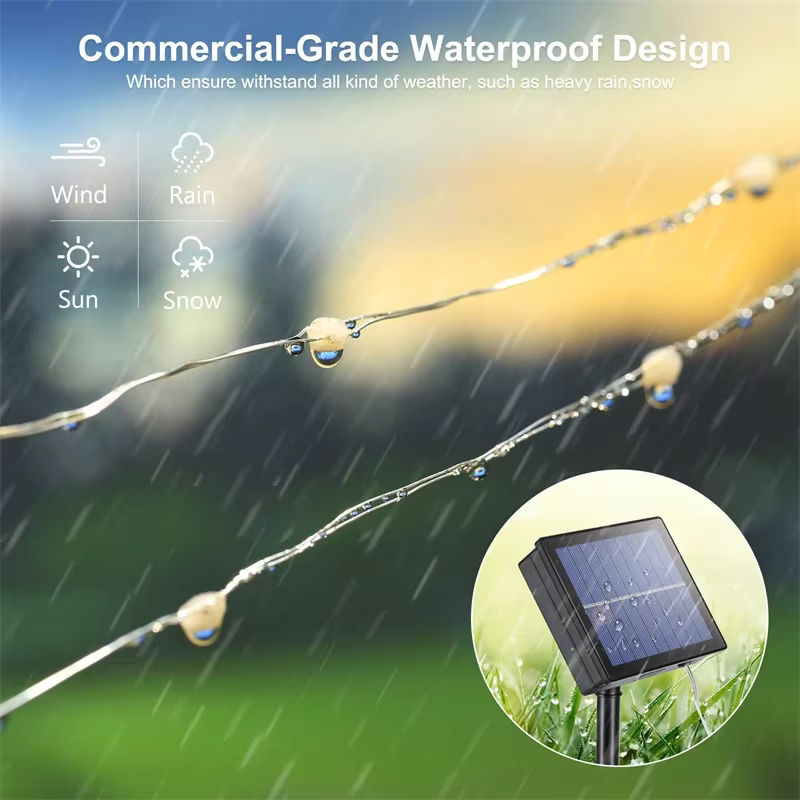 Solar LED Lichterkette Outdoor Wasserdicht Warmweiß Transparent für Hochzeit und Party Dekorations-Girlande - Bild 3