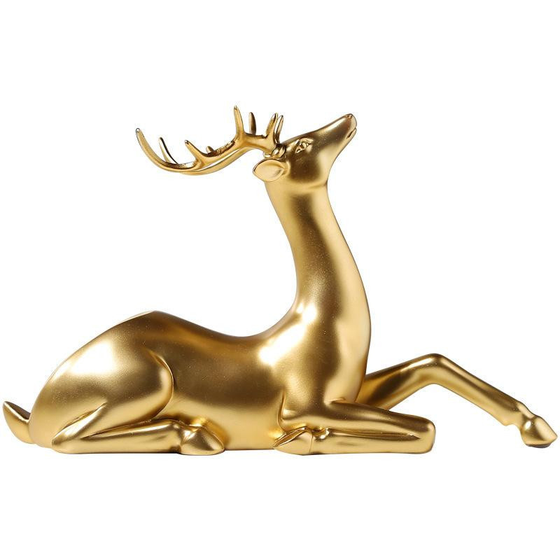 Yiran Furniture Weinregal Hirsch in Gold, Europäischer Stil Dekoration aus Harz für den Schreibtisch - Bild 2