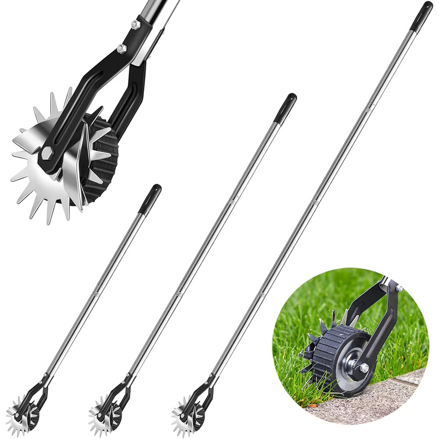 DUTRIEUX Rasenkantenschneider aus Edelstahl in Silber, manuelles Gartenwerkzeug auf Rädern mit 171 cm verstellbarer Länge für präzise Kanten und die Wartung von Blumenbeeten - Bild 2