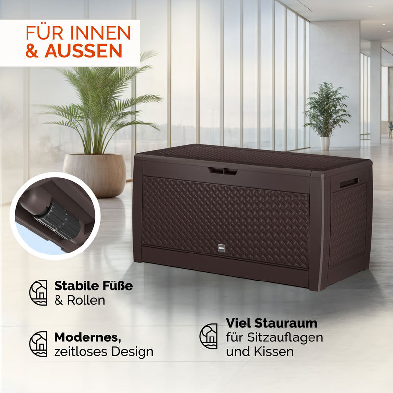 CASARIA Gartenbox Matuba in Braun mit Flechtoptik, wasserdicht, Volumen: 310 l, B: 119 cm, T: 60 cm - Bild 5