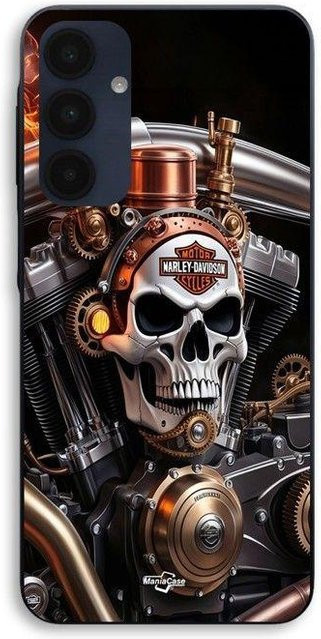 Samsung Galaxy A16 Hülle Harley Davidson Mechanischer Totenkopf Maniacase in Schwarz - Bild 1