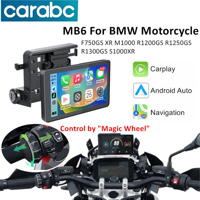 CARABC 6-Zoll MB6 Motorrad-Navigationssystem mit Wireless Carplay und Android Auto in Schwarz für BMW F750GS XR M1000 R1200GS R1250GS R1300GS S1000XR - Bild 1