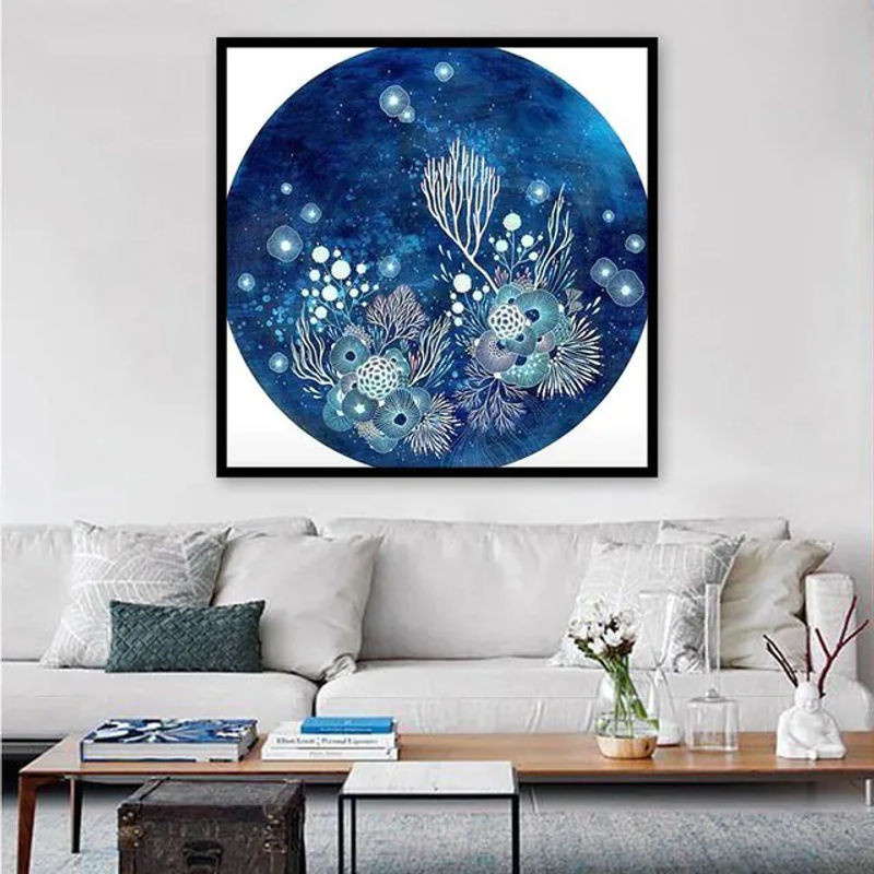 FIYO Diamond Painting Ozean Blau Maritimes Landschaft Motiv 5D Stickerei Rund Durchmesser: 30 cm - Bild 1
