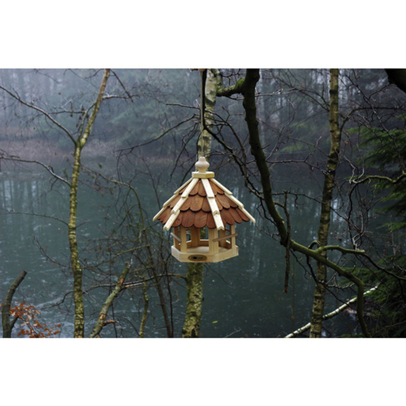 dobar Futterhaus für Wildvögel aus Kiefernholz mit lasierten Holzschindeln in Natur/Braun inkl. Kordel - Bild 5