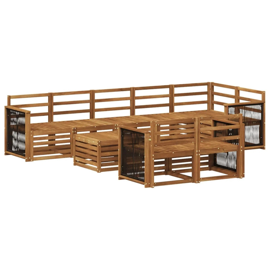 vidaXL Sofagarnitur aus Massivholz Akazie in Braun mit modernem Latten-Design - Bild 2