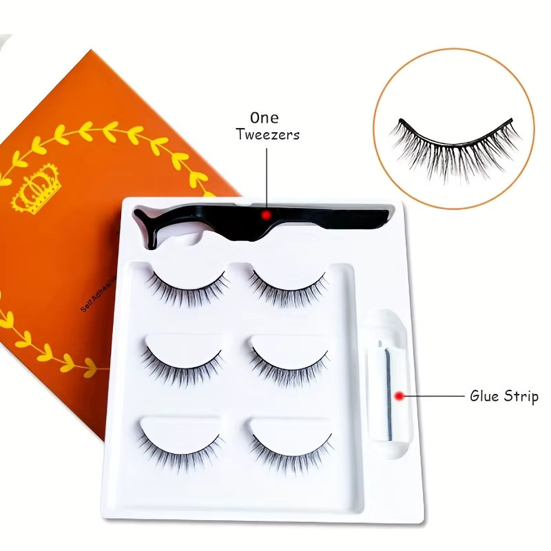 HUAZDS Falsche Wimpern 3D Faux Nerz, Black, 3 Paar, Unisex - Bild 3