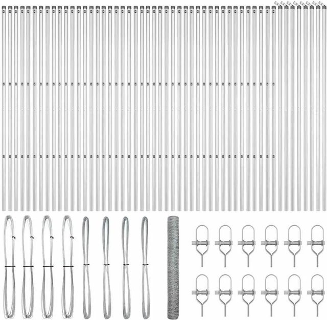 vidaXL Zaunpfosten aus Stahl in Silber, Höhe: 120 cm, Breite: 3,2 cm, Tiefe: 3,2 cm - Bild 1