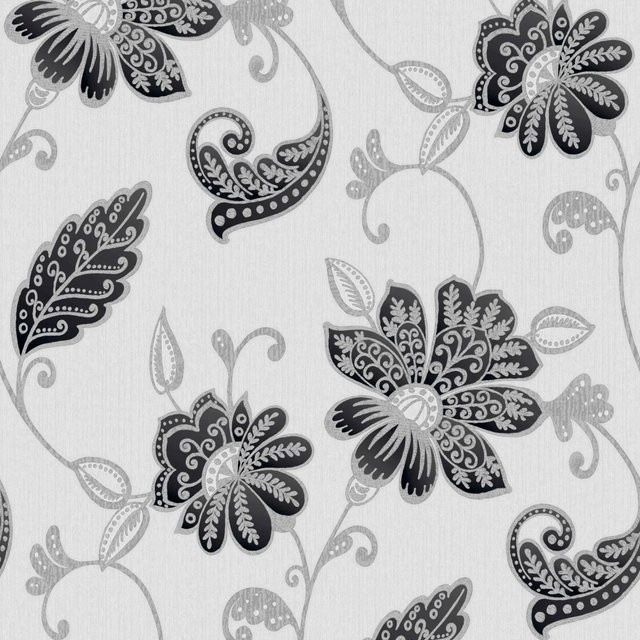Boutique Vliestapete Juliet Onyx in Schwarz, Grau und Multicolour mit floralem Botanik-Design, B: 0,52 m, L: 10,05 m - Bild 1