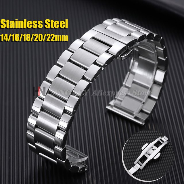 Uhrenarmband Edelstahl, Silber, Unisex, Schmetterlingsverschluss - Bild 1