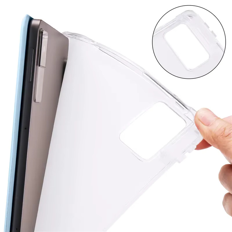 Bearkase Silikon Schutzhülle für Honor MagicPad 2 2024 mit Bleistifthalter und Standfunktion in Transparent oder Blau - Bild 3