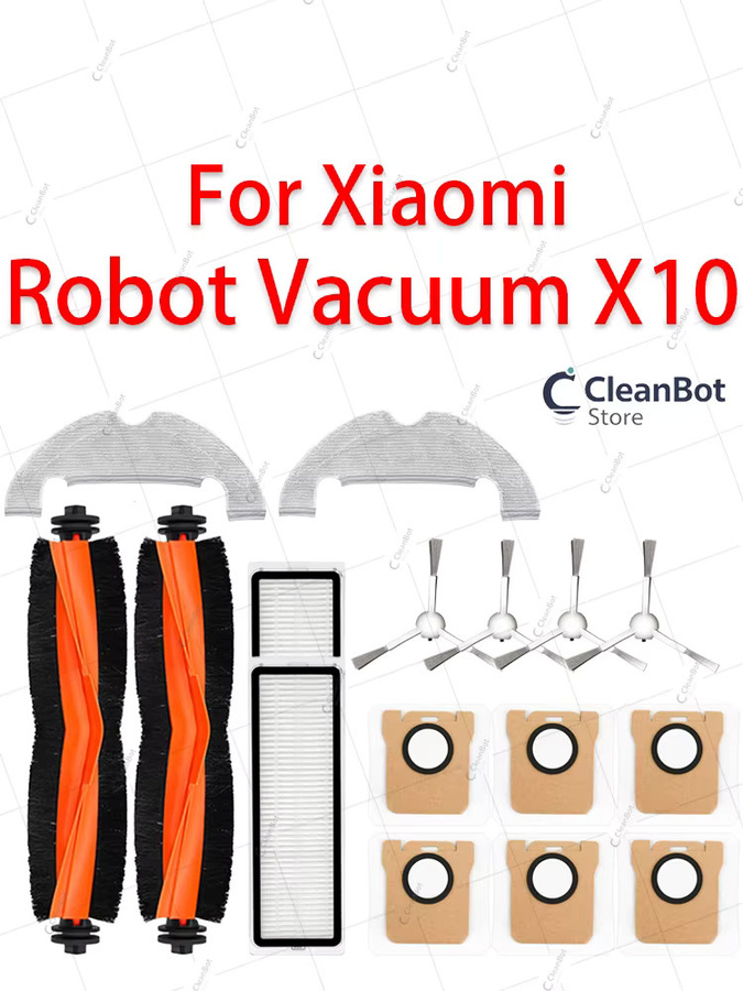 HAOYUNMA Ersatzteil-Set für Xiaomi Roboterstaubsauger X10 mit Hauptbürste, Seitenbürste, Hepa-Filter, Wischtuch und Staubbeutel in Multicolor - Bild 3