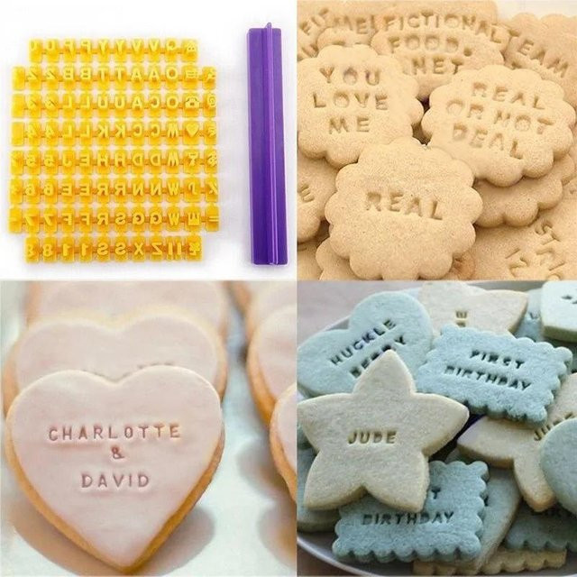 Bestbags Alphabet Buchstaben Cookie Cutter Set aus Kunststoff, Runde Ausstechformen für Fondant und Kuchen, Weiß - Bild 1