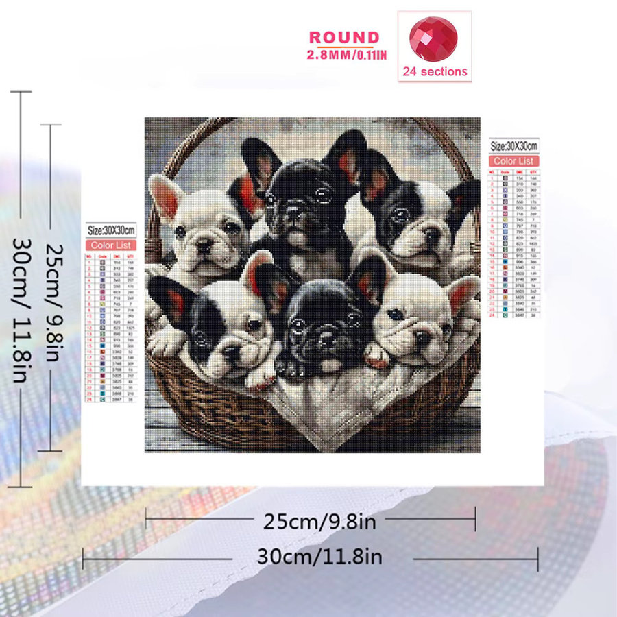 Momoart Diamantmalerei Hund Tier DIY Kreuzstich-Set mit Acryl-Diamantmosaik in Multicolour, B/B/H: 20 x 20 x 20 cm - Bild 2