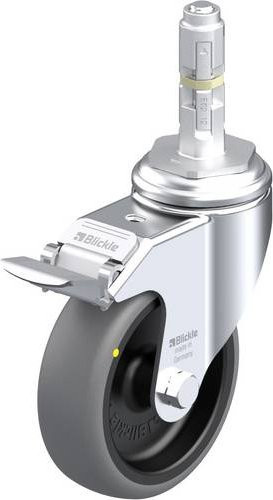 Blickle Lenkrolle LKRA-TPA 101G-11-FI-ELS-E12 mit Feststeller, Rad-Durchmesser: 100 mm, Tragfähigkeit: 70 kg, Farbe: Grau/Schwarz/Silber - Bild 1