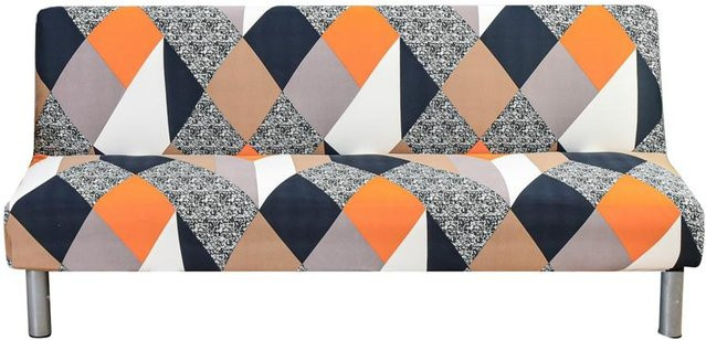 Elastischer Sofaüberwurf von Yiran Furniture mit floralem Blätterdruck in Blau, Gelb und Multicolour für dein Sofa oder Klappsofa - Bild 1