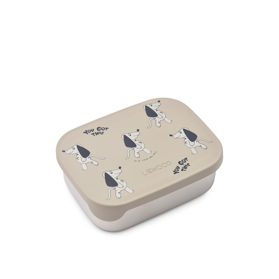 Liewood Arthur Lunchbox Dakota Dog Mist in Beige mit Trennfächern aus Edelstahl und Silikon - Bild 1