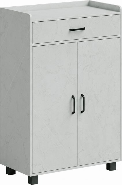 HOMCOM Schuhschrank Grau mit 2 Türen, Schublade und 5 Fächern, B/T/H: 62,5 x 35 x 95 cm - Bild 1