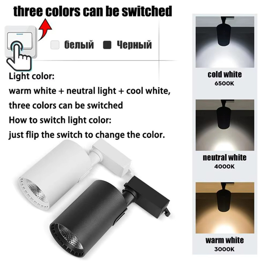 LANGYUE LED-Schienenlicht-Set in Schwarz mit austauschbaren Leuchtmitteln und 3 Farbtemperaturen für professionelle Schienenbeleuchtung - Bild 2