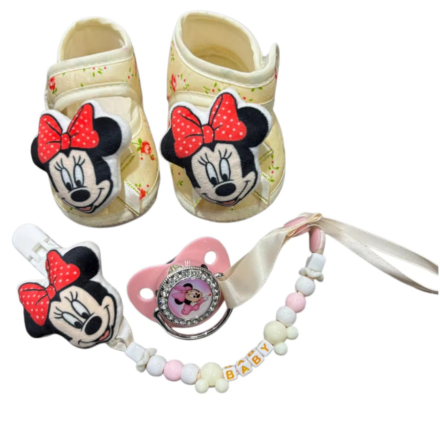 Disney Kawaii Baby-Set mit Schnuller, Schnullerhalter und Babyschuhen in Multicolour mit Cartoon-Print - Bild 2