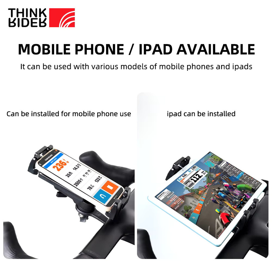 ThinkRider Bike Trainer Handy- und iPad-Ständer, verstellbare Telefonhalterung in Schwarz mit 360 Grad Drehung - Bild 2