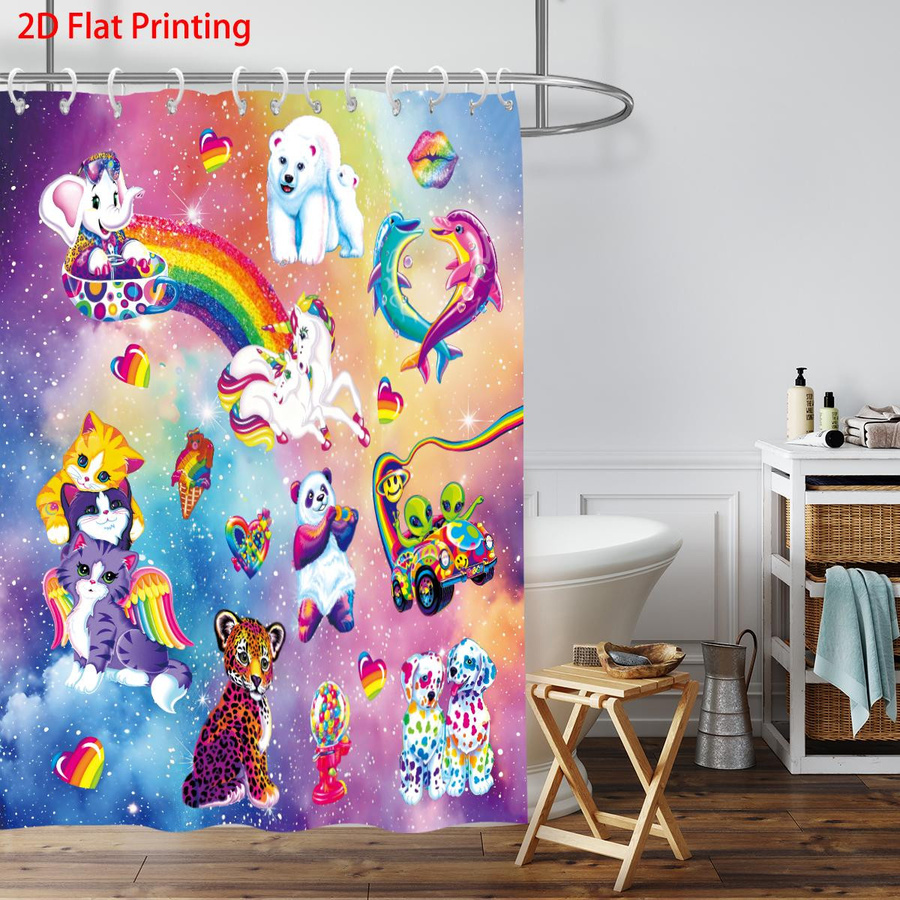 Wasserdichter Duschvorhang mit Regenbogen Tierdruck in Mehrfarbig, B/H: 180 x 180 cm - Bild 2